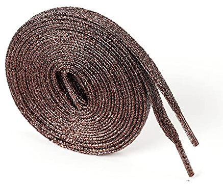 GIVBRO Lacci per Scarpe Glitterati Lacci Piatti Larghi Tessuti Nastri per Sneakers Scarpe Casual Accessori Marrone Scuro - 110 cm