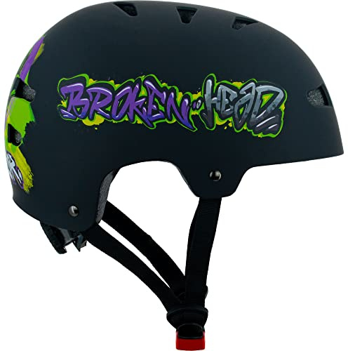 Broken Head Skaterhelm & Fahrradhelm Verschiedene Designs | Größenverstellbar, Perfekt Für MTB, BMX, Skates, Skateboard, Fahrrad, Stuntroller, Usw.