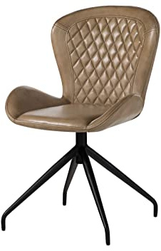 MASSIVMOEBEL24.DE | Iron Label Stuhl aus Echtleder #612 | aus echtem Büffel-Leder in Beige | 61x52x86 cm | Beine aus Eisen | Esszimmerstuhl aus Leder Lederstuhl