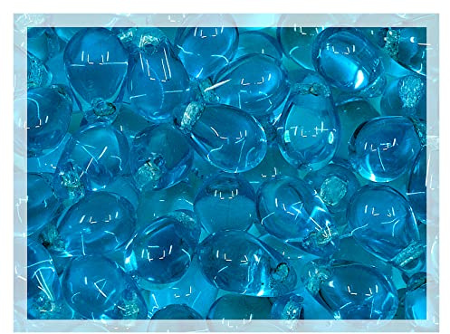 Tschechische Glasperlen, 6 x 9 mm, Tropfenform, Aquablau, transparent, 50 Stück
