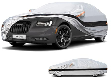 Holthly Funda Impermeable de 10 Capas para automóvil, para Todo Tipo de Clima, 100% Impermeable, para Exteriores, protección contra la Lluvia, los Rayos UV y el Polvo. Ajuste Personalizado para