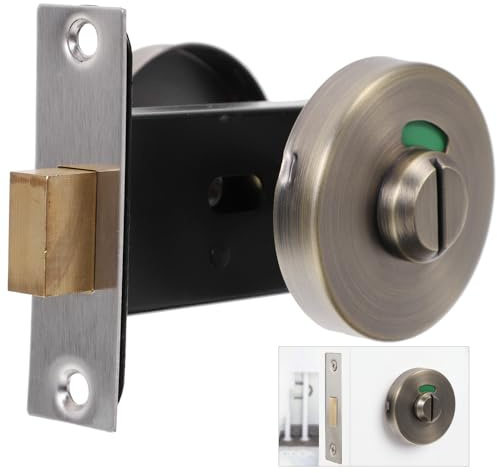 OSALADI Bathroom Indicator Lock Bathroom Stall Lock Keyless Door Knob Commercial Door Handle Keyless Toilet Door Handle Wc Indicator Latch Bronze for Toilet