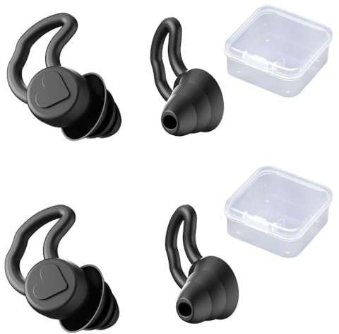 2 Pairs Loop Earplugs with Clear Storage Box Soft Silicone Ear Plugs Reusable Noise Cancelling Ear Plugs for Noise Reduction Hearing Protection Sleep Travel Concerts Studying Work