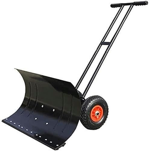 Pala da Neve, Pala Mobile for Sgombero Neve con Ruote, Maniglia Regolabile in Altezza Spingineve Aratro A Spinta Manuale for Vialetto O Sgombero della Pavimentazione