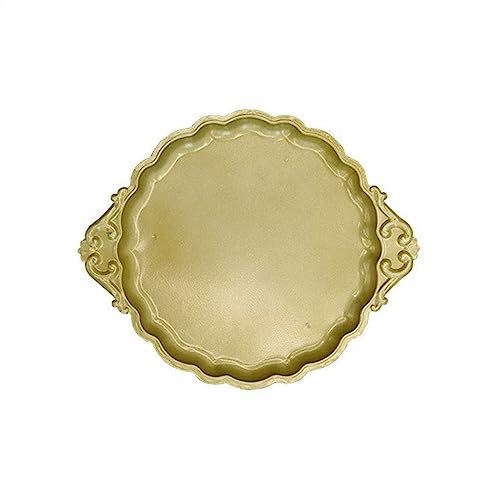 Plateau d'extérieur pour Table Basse, Plateau décoratif, Plateau en métal Vintage, Plateau de Service, Plateau de présentation de Bijoux, Plateau de thé de l'après-midi, Plateau de dim sum, Blanc/Or/