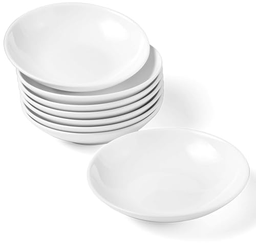 Leegg Small White Snack Bowls Ceramic Dip Bowls Little Serving Plates for Sauce Ingredients Nuts (8 White)