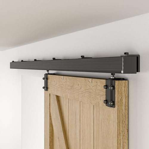 CCJH 152CM/5FT Sliding Door Track Barn Door Hardware Kit Closet Box Rail Hidden Roller Minimalist Modern Style
