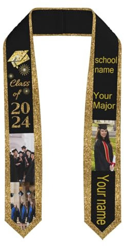 Personalisierte Abschlussstola, Klasse 2024, personalisierbar, Dekoration für den Schulabschluss, mexikanischer Grad, Schärpe, Geschenk, personalisierbar, Farbe2, Personalisiert