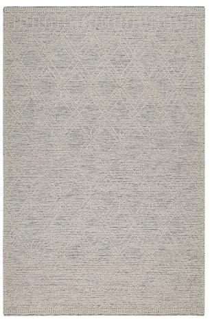 Wecon Home Handgewebt Teppich von Esprit - Premium Schurwolle mit gewalktem Rautenmuster - Ideal für Moderne Einrichtungen - Ivy (110 x 170 cm, hellgrau)