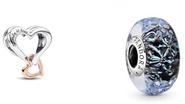 PANDORA Moments Bicolor Offen gearbeitetes Unendlichkeits-Herz Charm mit rosevergoldeter Metalllegierung Moments Collection, kompatibel Moments Armbändern, 782642C00