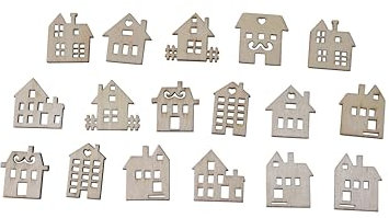 RiloStore 20er Set Deko Haus braun Natur Holzhaus Shabby Chic Dekohaus Set 2-3cm 20 Stück Häuser Winterdeko Raumdeko Holzhäuser Tischdeko Streuteile Basteln