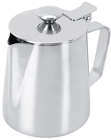 Lybunair Stainless Steel Milk Frothing Pitcher Jug Mug Cup with Lid for Coffee Latte