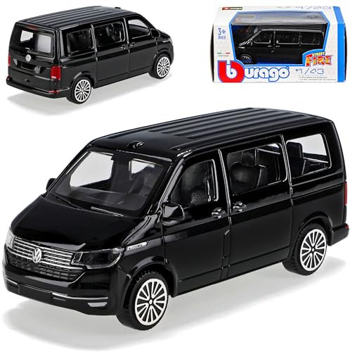 alles-meine.de GmbH Volkwagen T6.1 Personen Transporter Schwarz Bulli Modell Ab 2003 Version ab 2019 1/43 Burago Modell Auto mit individiuellem Wunschkennzeichen