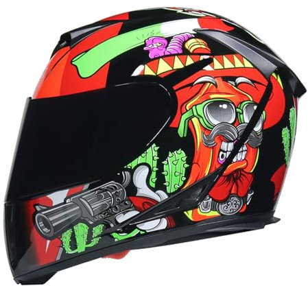 RYDZCLH Integralhelm Motorradhelm Motorradhelm Integralhelm ECE/DOT Mit Doppelvisier Sonnenblende Für Damen Herren Integralhelme Motorradhelme,Orange,L 56~57cm