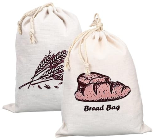 TOPBATHY 2pièces Sacs à Pain Lavables Lin Avec Cordon De Serrage Sacs à Pain Artisanaux Pour Baguettes Et Pâtisseries Rangement Et Pratique