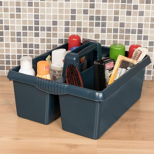 2x Tragbarer Organizer Putzmittel 38x32x15cm Dunkelblau Pferd Putz Caddy