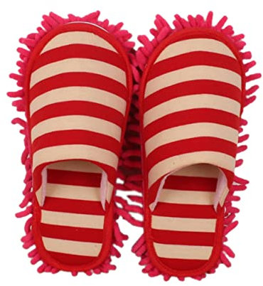 HAWILLOSCH Zapatillas Mopa Suelo Chenilla Antideslizantes Ncion Unisex Cubrezapatos Casa para Pisos De Madera Cerámica Vinilo Limpieza Hogar Roja Talla Única