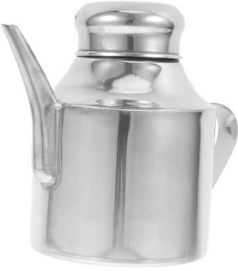 CHILDWEET Öltopf aus Edelstahl Öltopffilter Ölabscheiderbehälter aus Edelstahl Mini-Fritteuse mit Korb Speiseölflaschenauslauf Olivenöl Spender Minitopf Frittiertopf Rostfreier Stahl Silver