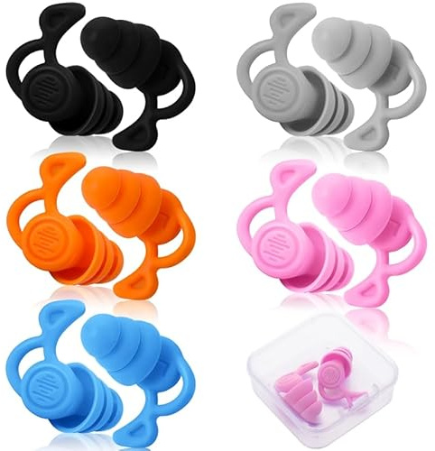 Meng Jiaran 5 Pairs Soft Silicone Ear Plugs, Reusable for Swimming, Surfing, Showering, Diving and Snorkeling