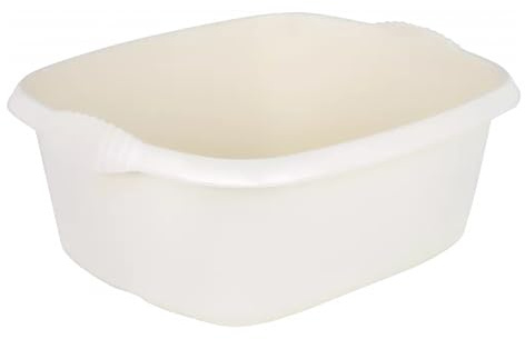 Large Washing Up Bowl 11 Litres Multi-Purpose Plastic Basin Portable Kitchen Home Office Bathroom Washing Sink Rectangular Tub (Cream)