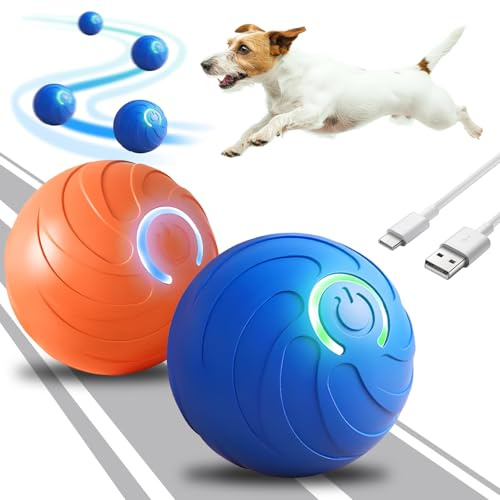 2 juguetes interactivos para perros, pelota interactiva para perros, juguete mágico eléctrico, juguete inteligente para perros con luces LED, bola interactiva para cachorros, pequeño (color)