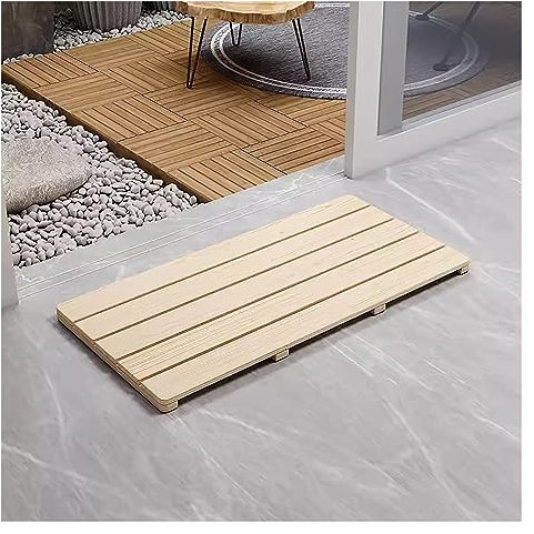 Badezimmermatte aus Holz, rutschfeste Holzmatte für den Innen- und Außenbereich, leicht zu reinigen, Matte für Dusche, Badewanne, Spa, Sauna, Eingang, Pool, Holzscheit, 40 x 30 cm