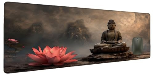 Mauspad XXL 1200x600mm Zen Mousepad Groß Schreibtischunterlage Retro, Gaming Mauspad Gadgets Schreibtisch Zubehör, Wasserdicht Mouse Pad rutschfeste Vernähte Kanten Verbessert Geschwindigkeit H-5