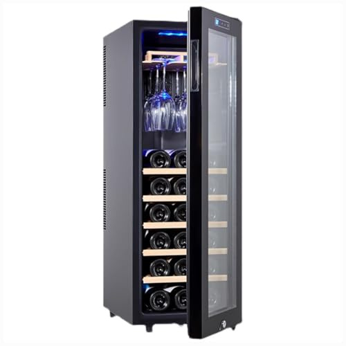 TT-YEC Refrigerador De Vinos para Bebidas, Gran Vinoteca Independiente con Puerta De Vidrio Templado, Temperatura Ajustable De 10 A 18 °C, Refrigerador De Vinos De Una Sola Zona,E