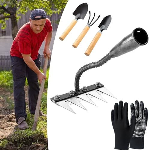 Rastrillo de Hierro para Jardinería y Deshierbe, Rastrillo de Hierro 2.0 | Rastrillo de Hierro para Deshierbe Mejorado, Ironrake. El Rastrillo de Hierro para Deshierbe de Alta Resistencia (5 Teeth)