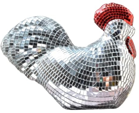 Mafagwre Discokugel Huhn-Statue, Glitzer-Disko-Dekoration, Spiegel-Disco-Kugel, Discokugel Deko, Discokugel Kinder, Mirrorball Glänzende Disco Ball, Spiegelkugel Discokugeln Für Party (A)
