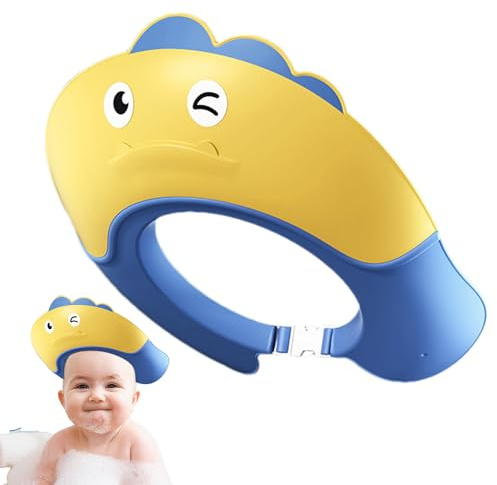 Baby Shower Cap, Småbarn Dusch Cap Shield - Mjuk justerbar dinosaurieform babyhårtvätthatt,Head Eye Ear Shampo Caps för ögon- och öronskydd för barn i åldern 6 månader och uppåt