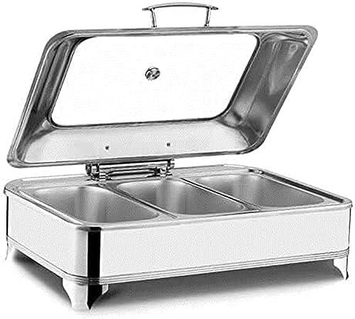 JKJZSALJ Scaldavivande per Feste Buffet Elettrici,Server Buffet in Acciaio Inox E Vassoio Riscaldante,9L,Set Buffet Chafing Dish - Temperatura Regolabile + Piastra Riscaldante