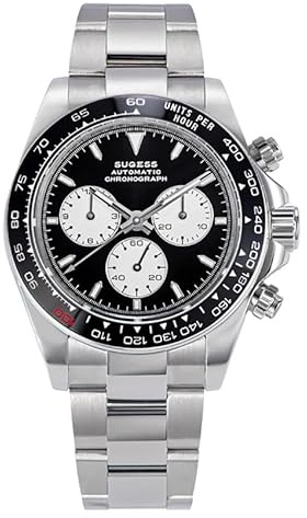 Seestern Sugess S418-2 Chronograph Panda Automatik Stahl Schwarz Weiß Saphir Keramik Herrenuhr