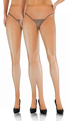 sesto senso 2 Paires de Collants Résille Petits Trous Bas Résille Taille Haute Culotte Partie Bas Résille