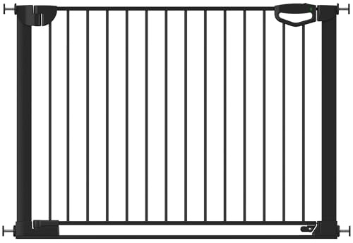 Geuther Türschutzgitter Easylock Flatstep Schwarz I Treppenschutzgitter zum Klemmen oder Bohren I Breite 111-118 cm I Türschutz für Ihr Baby & Haustier I Kinderschutzgitter beidseitig öffnend