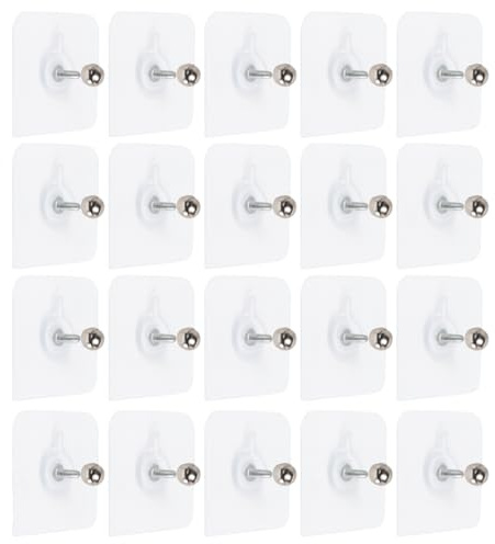 20 Pièces Clou Auto-Adhésif en crochets, Crochets Transparent pour Mur, Crochets à Vis Mural sans Poinçon, pour Salle de Bain, Cuisine, Salon et Bureau, Crochets pour Suspendre Serviettes e Clés