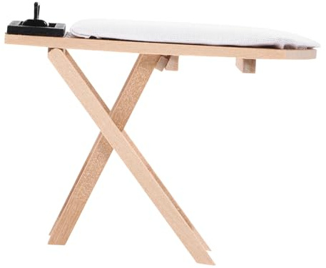 BESPORTBLE Kit de Table à Repasser Miniature Bois pour Maison de Poupée Table et Mini Fer à Repasser Noir Accessoire de Mobilier Simulé Éducatif Compact et