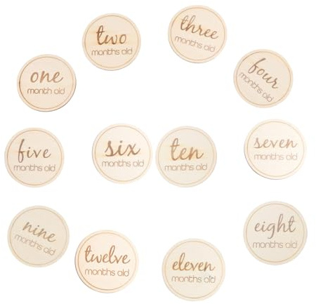 HAMPPLIES 12 Stück Monatskarten mit Kreativen Designs Runde Meilensteinkarten zur Erinnerung an Babywachstum Geschenk für Neugeborene und Shower
