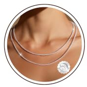 JUANKIKI Kette Silber 925 Damen Halskette Damen Silber 925 ohne Anhänger Stapelbar Kette für Frauen Mädchen 41CM/43CM