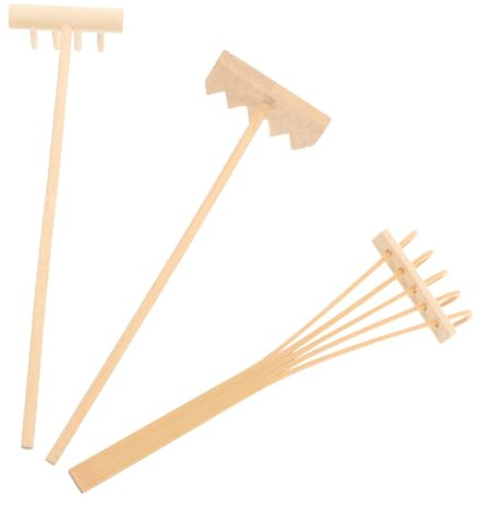 MOTHNUR Mini Râteaux à Sable Bambou 3 Pièces pour Jardin Zen, Décoration Feng Shui Maison Et Bureau, Outils Contemplation, Râteaux De Table Assortis