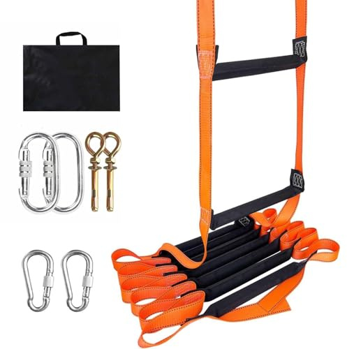 Échelle de Secours Résistante au Feu avec 2 Mousquetons - Évacuation d'urgence Portable, Charge Max 600kg pour Habitation et Bâtiment (10M)
