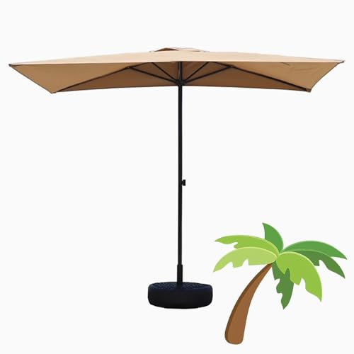 Adjustable 8ft x 4ft Half Rectangle Umbrella Waterproof Outdoor Patio Parasol for Balcony, Garden, Deck, Porch SpaceSaving Wall Umbrella for Table Use