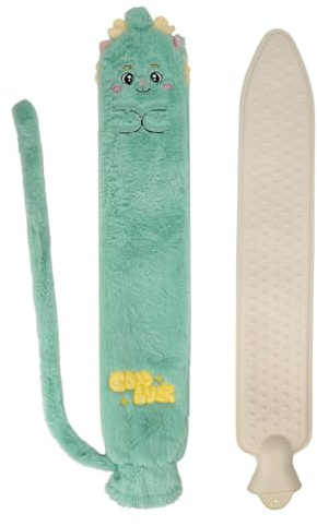 Varmvattenflaska lång för uppvärmning och kylning från nacke axlar och mage avtagbar och tvättbar slang värmande flaska, premium värmeledningsflaska 1,5 liter 72 x 12 cm gummi varmvattenflaska med