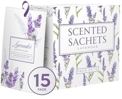 15 Pack Sachets for Drawers and Closets, Scented Sachets for Drawers, Closet Freshener Sachet for Drawers to Refresh Any Space, Sachet Bags, Scented Drawer Fresheners for Dresser, Lavender