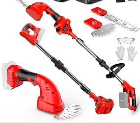 Akku Heckenschere,3 in 1 Schnurlose Grasschere und Trimmer kompatibel mit Makita 18V-Akkus, Heckenschere mit Teleskopstange Wiederaufladbaren,Länge des sägers 200mm/99mm Klingen