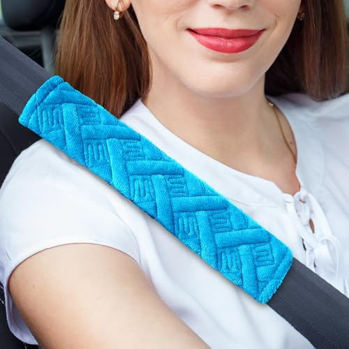 2 Stück Gurtpolster Auto,Weiche Sicherheitsgurt Kissenbezug(Blau) | Abnehmbarer Sicherheitsgurt Schulterpolster Abdeckungen,Universelle Autogurt Polster,Polsterung für Sitzgurt im Auto