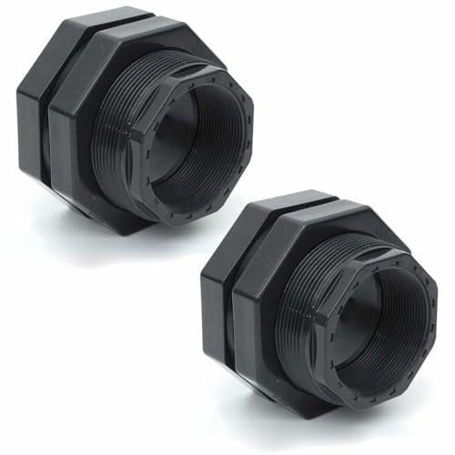 SagaSave 2 raccordi in plastica per paratie in PVC, per barili di pioggia, acquari, serbatoi d'acqua e piscine (32 mm ID)