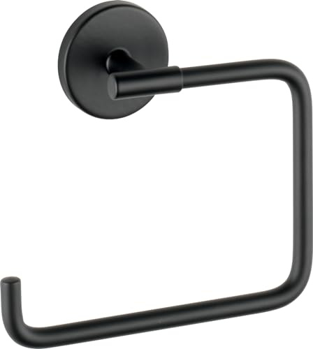 Delta Trinsic (1-Pack) Hand Towel Holder Matte Black Towel Racks for Bathroom Wall Square Towel Ring Holder for Bath Towel Hanger for Kitchen, Bathroom Accessories 759460-BL