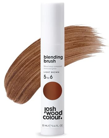 Josh Wood Blending Brush (Light Brown) - Grey Root Touch Up Brush to Cover Regrowth in between Colouring - Instant Coverage - Temporary, WASHES OUT - Vegan (20ml)