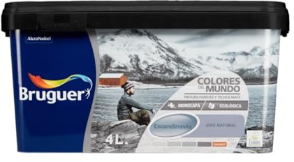 Bruguer Colores del Mundo Pintura para paredes monocapa Escandinavia Gris Natural 4 L
